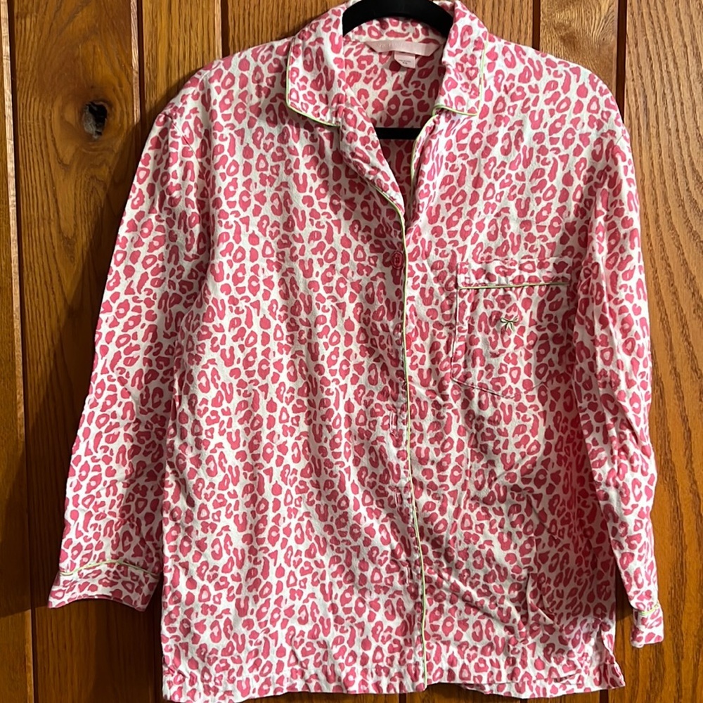 Victoria secret pink leopard button down pajama top xs